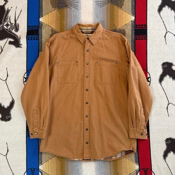 Vintage Men’s L.L. Bean Canvas Plaid Lined Shirt Jacket Size Large Tall Brown - Picture 2 of 10